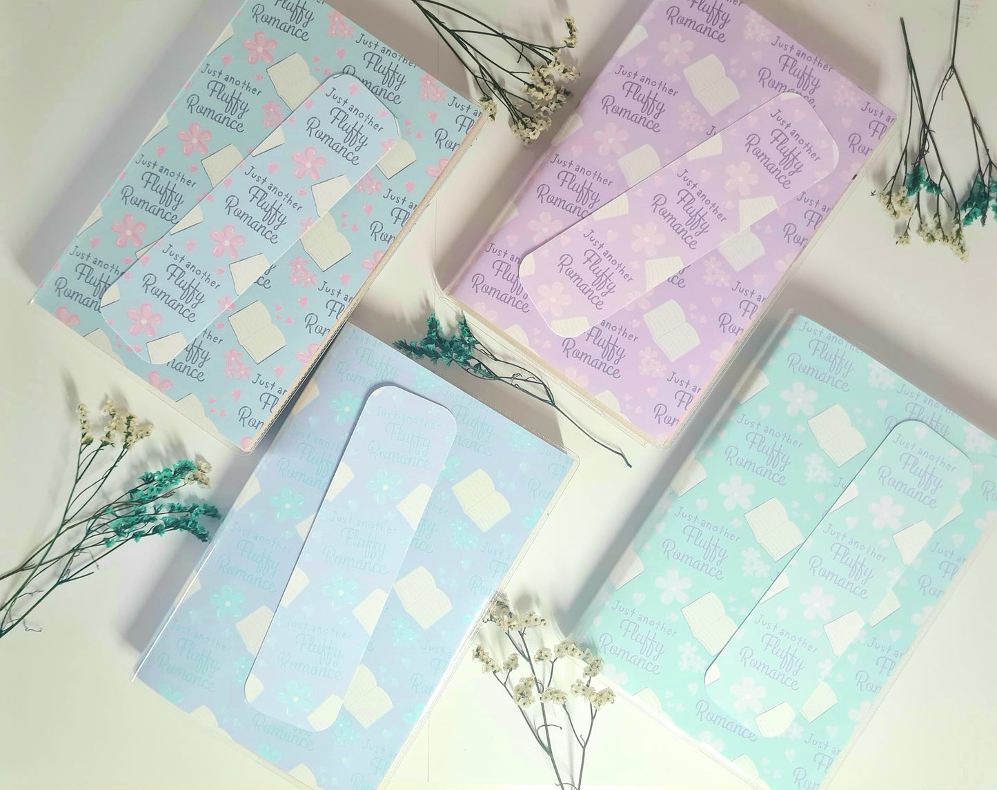Printable Cute Romance Protective Book Cover Sheets in 4 Colours
