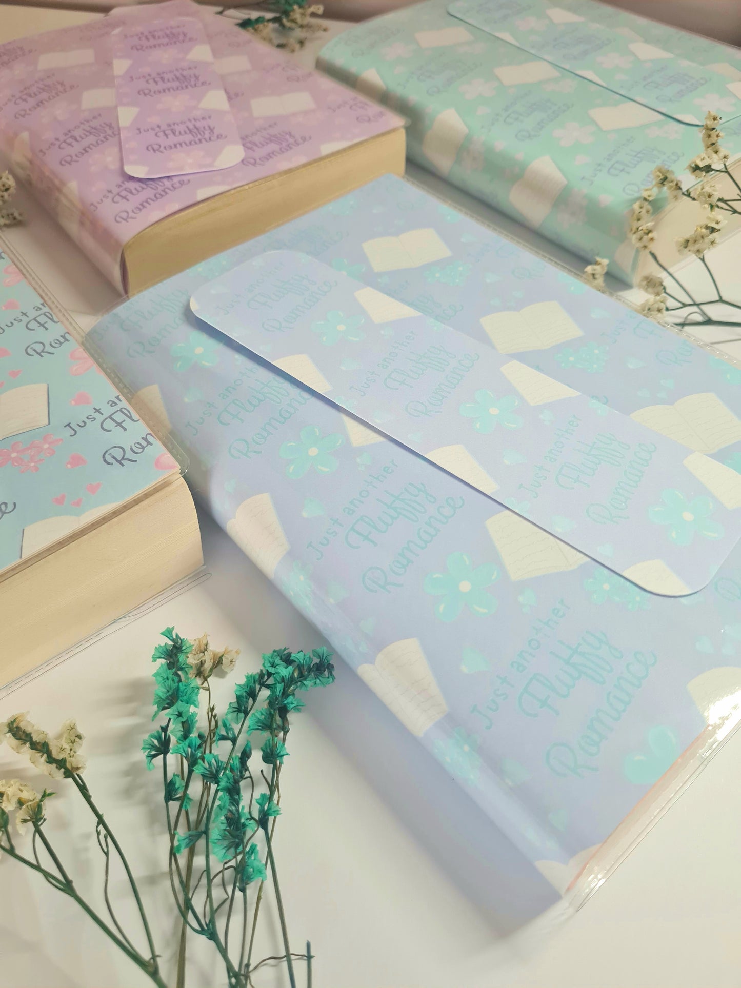 Printable Cute Romance Protective Book Cover Sheets in 4 Colours