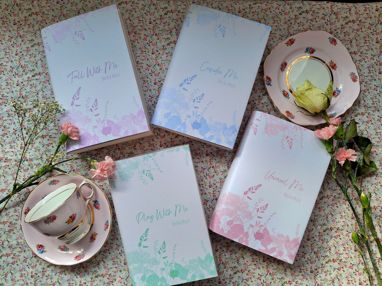 Digital Cream Floral Spray Decorative Dust Jackets. Editable in Canva. 11 colours.