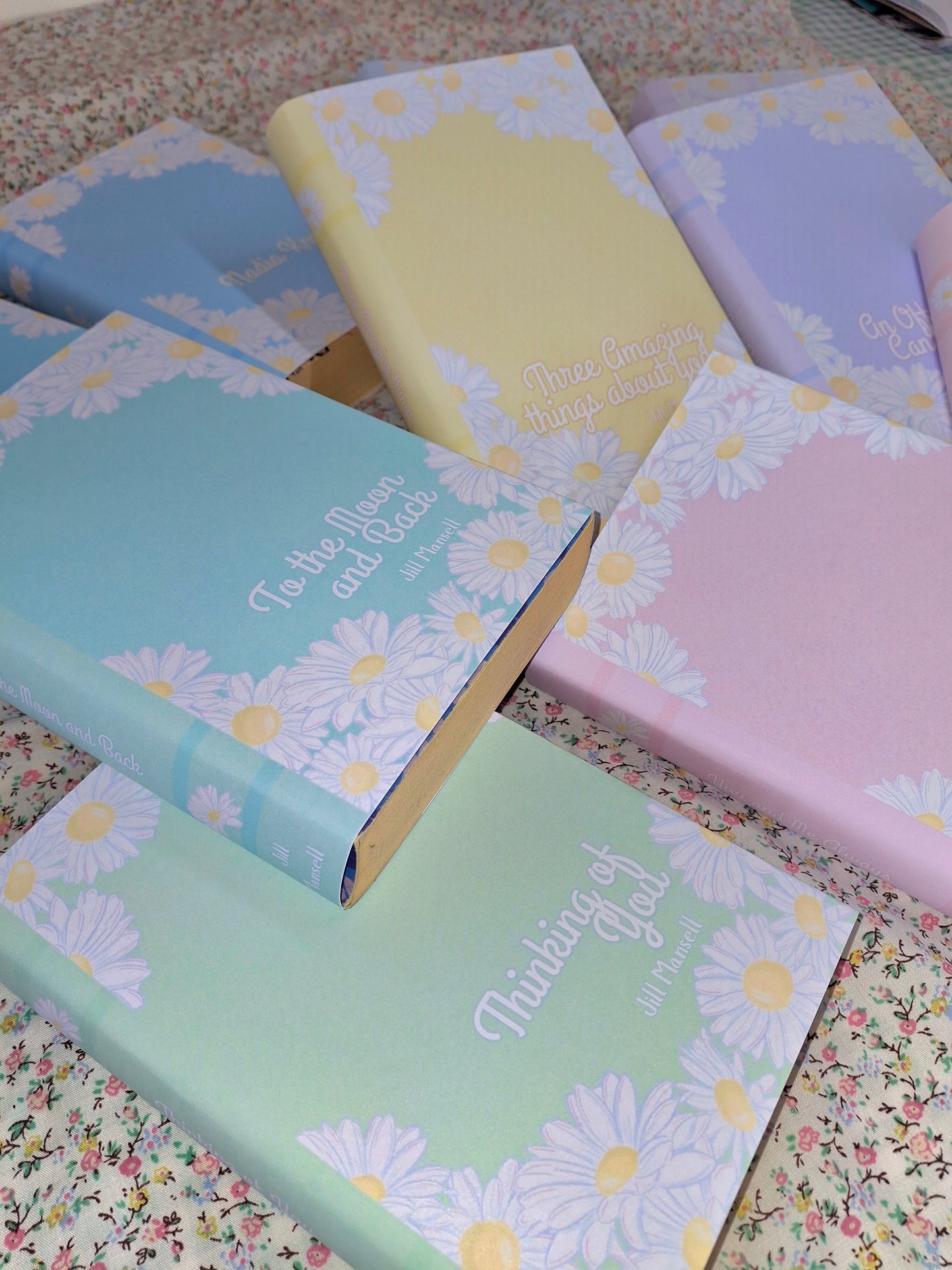 Digital Daisy Pastel Decorative Dust Jackets. Editable in Canva 10 colours.
