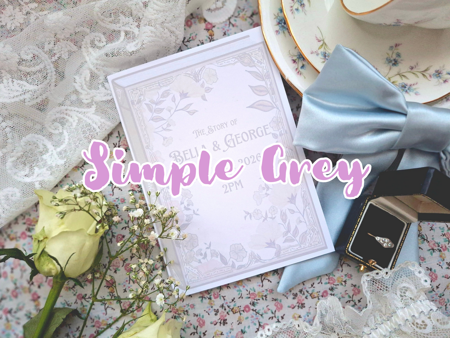 Floral Book Style Wedding Invite