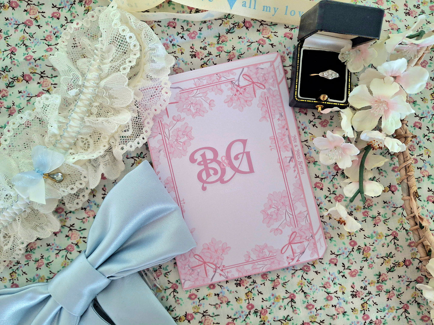 Floral Book Style Wedding Invite