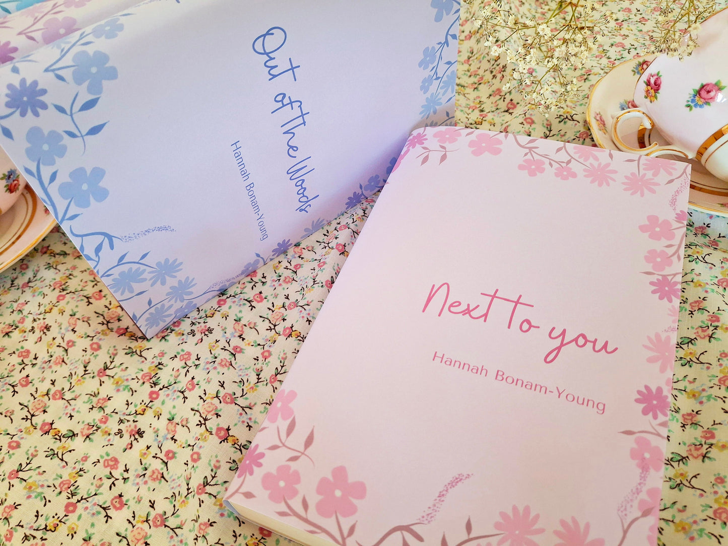 Custom Ditsy Flower Pinks and Purples Dust Jackets, you choose your Titles and Colours.