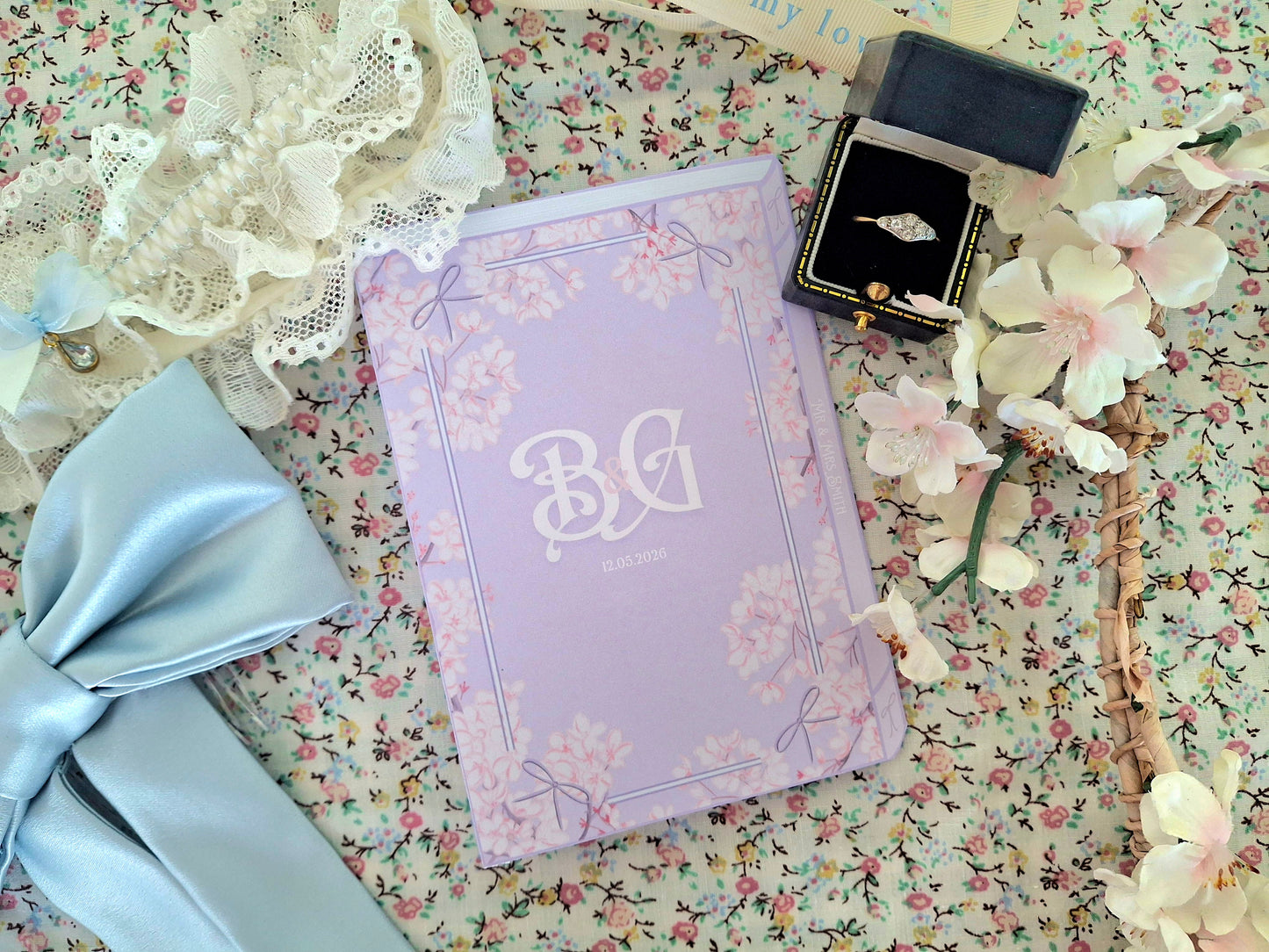 Floral Book Style Wedding Invite