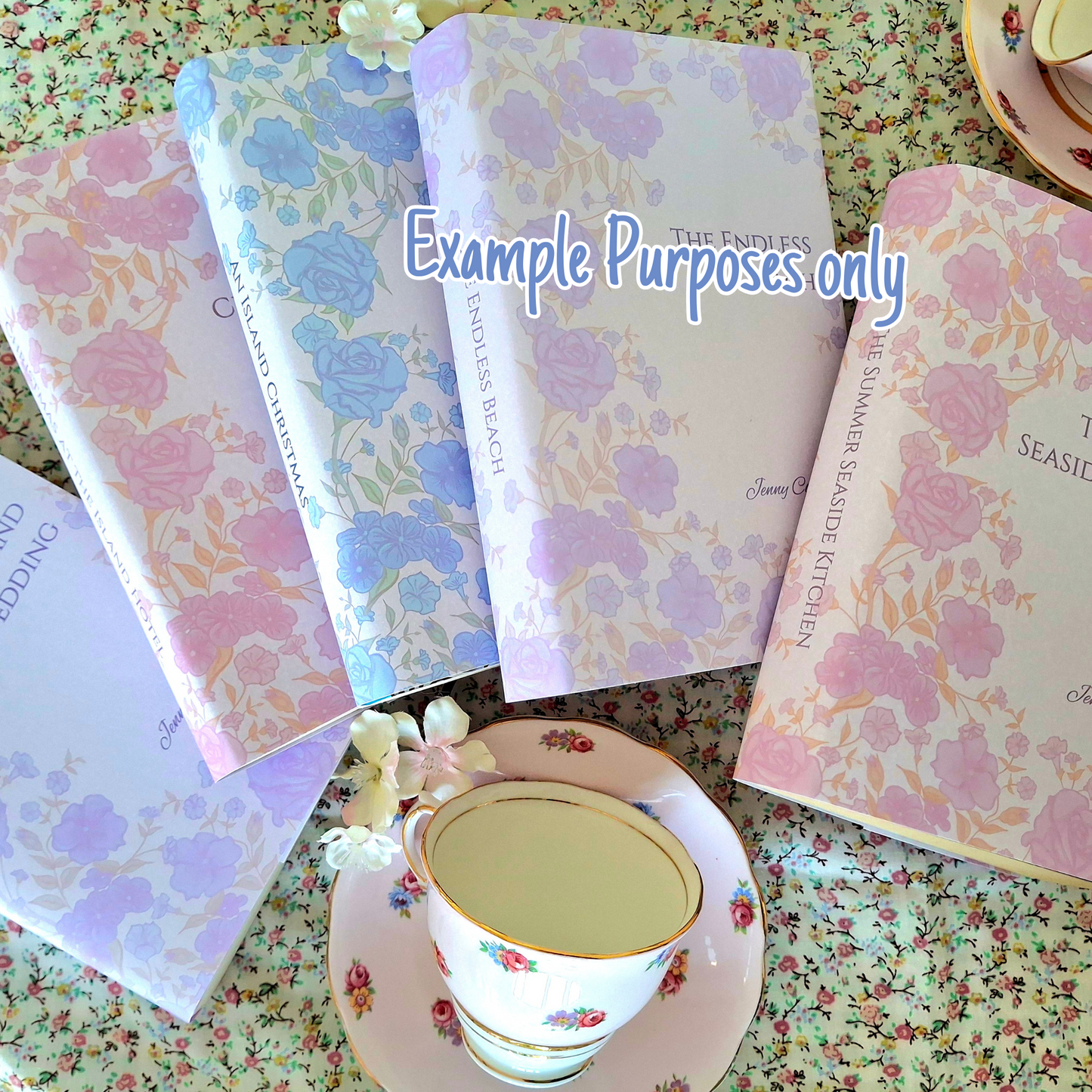 Digital Elaborate Rose Flower Decorative Dust Jackets. Editable in Canva. 8 colours.
