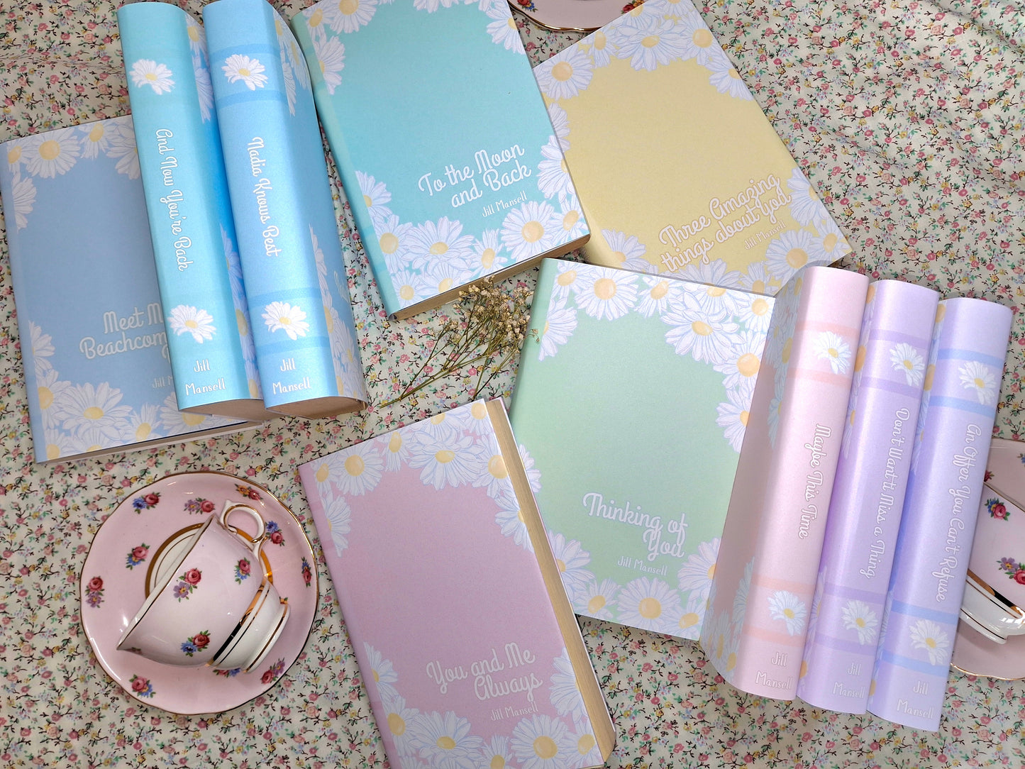 Digital Daisy Pastel Decorative Dust Jackets. Editable in Canva 10 colours.