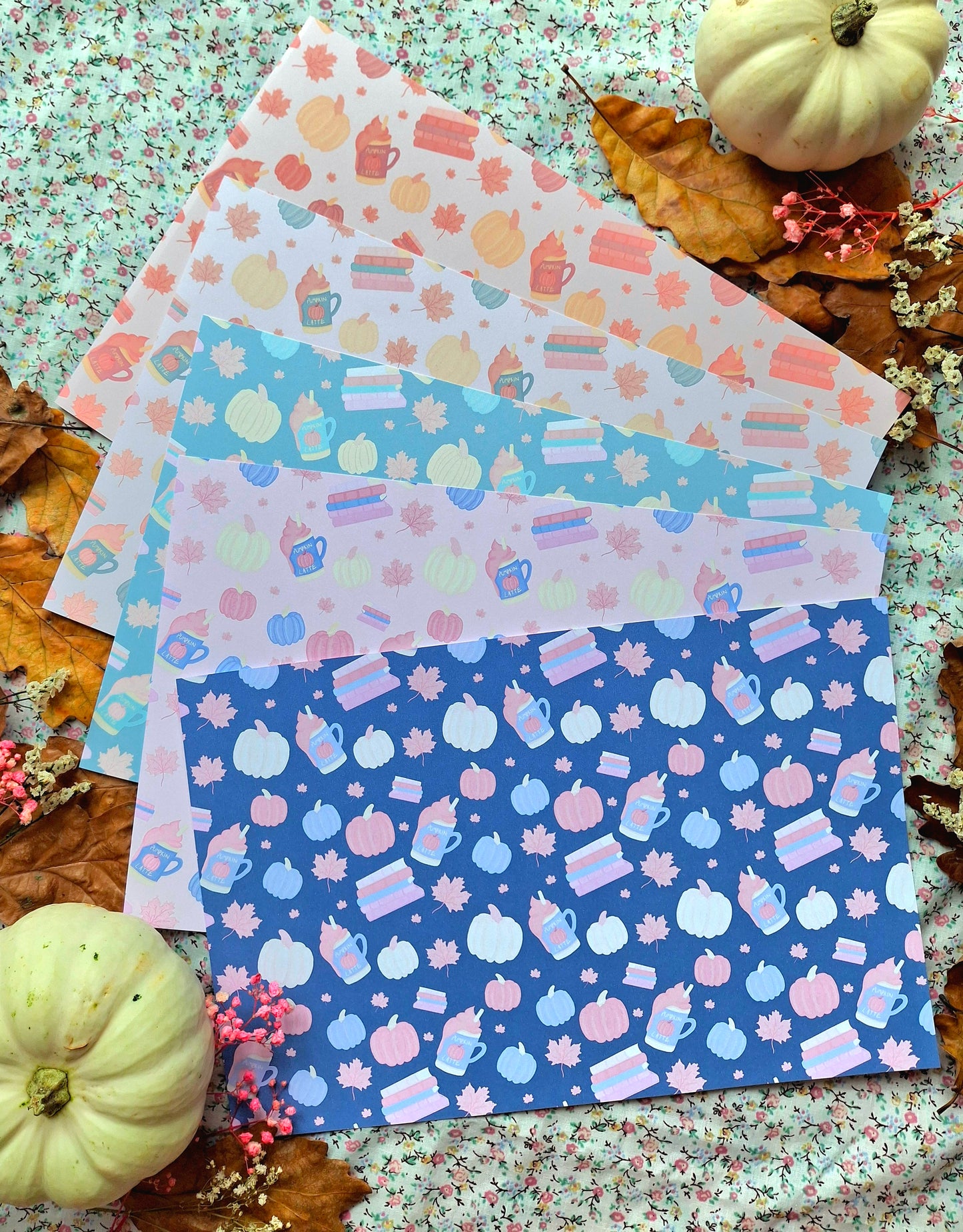 Pastel Autumn Protective Interchangeable Book Covers.