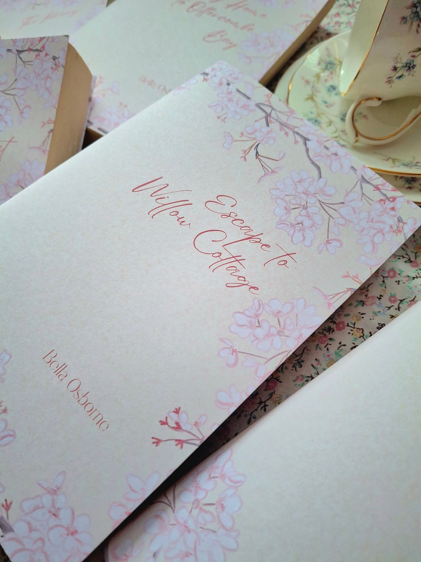 Digital Cherry Blossom Single Decorative Dust Jackets. Editable in Canva. 1 colour.