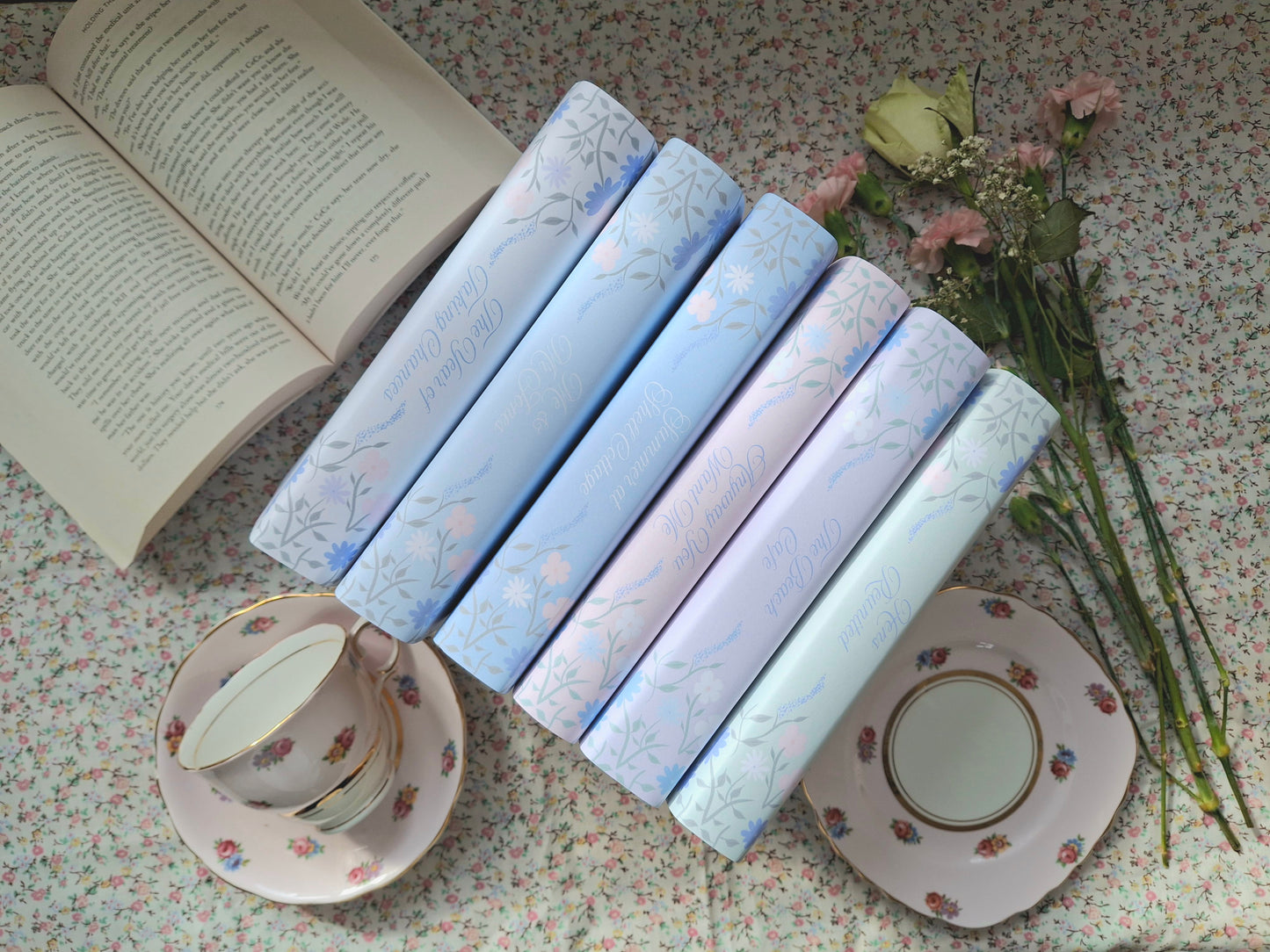 Digital Ditsy Flower Decorative Dust Jackets. Editable in Canva. 6 colours.