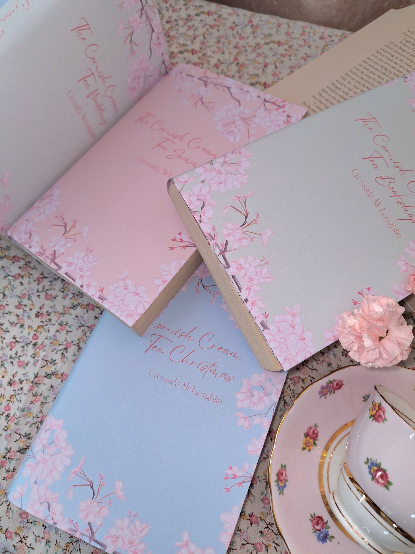 Digital Cherry Blossom Decorative Dust Jackets. Editablein Canva. 10 Colours
