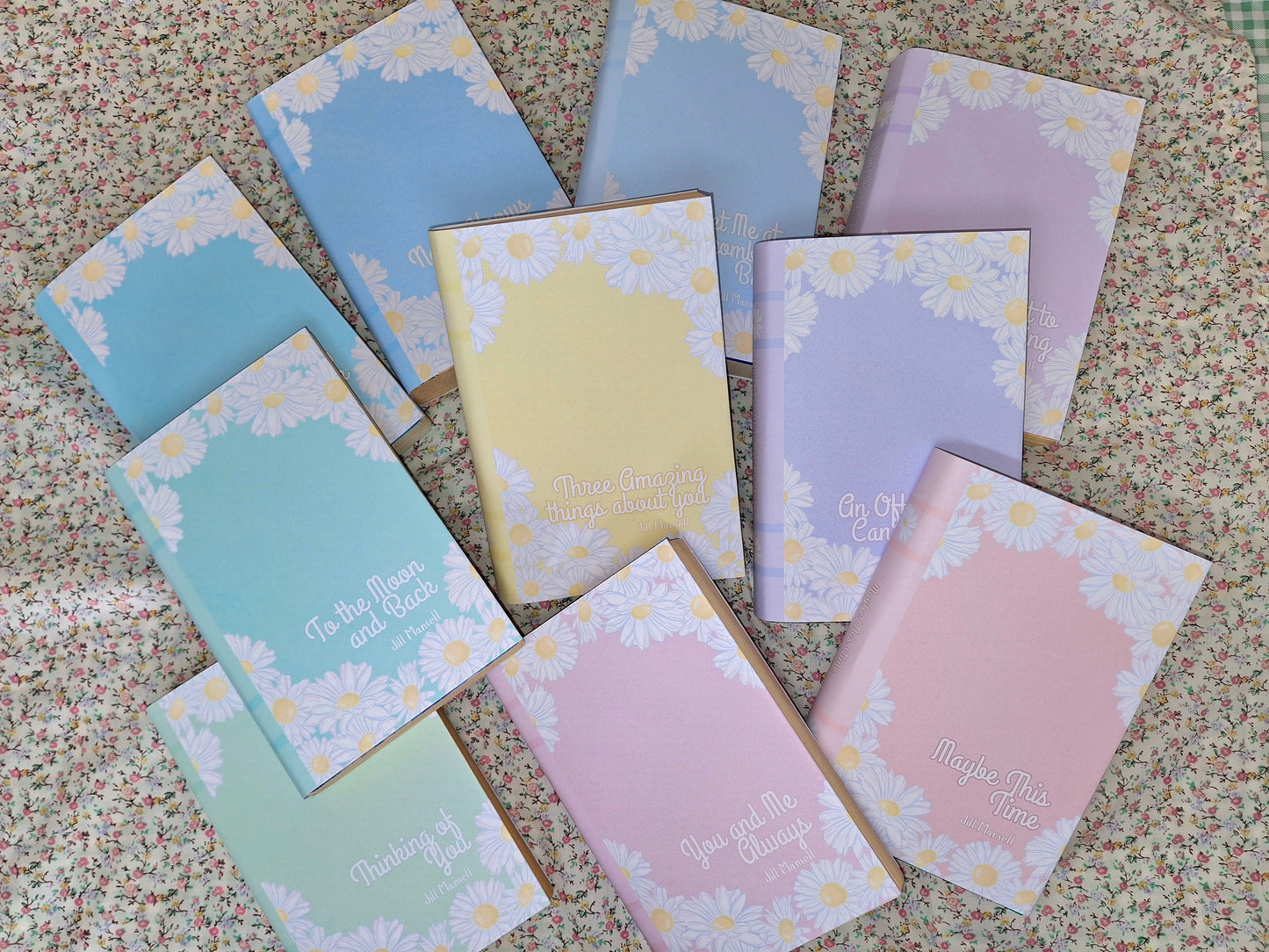 Digital Daisy Pastel Decorative Dust Jackets. Editable in Canva 10 colours.
