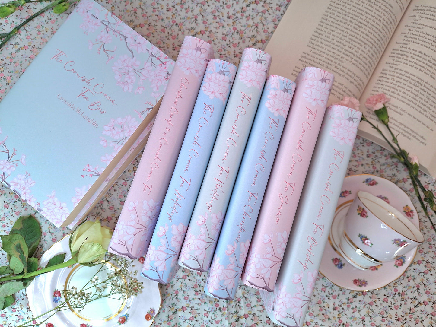 Digital Cherry Blossom Decorative Dust Jackets. Editablein Canva. 10 Colours