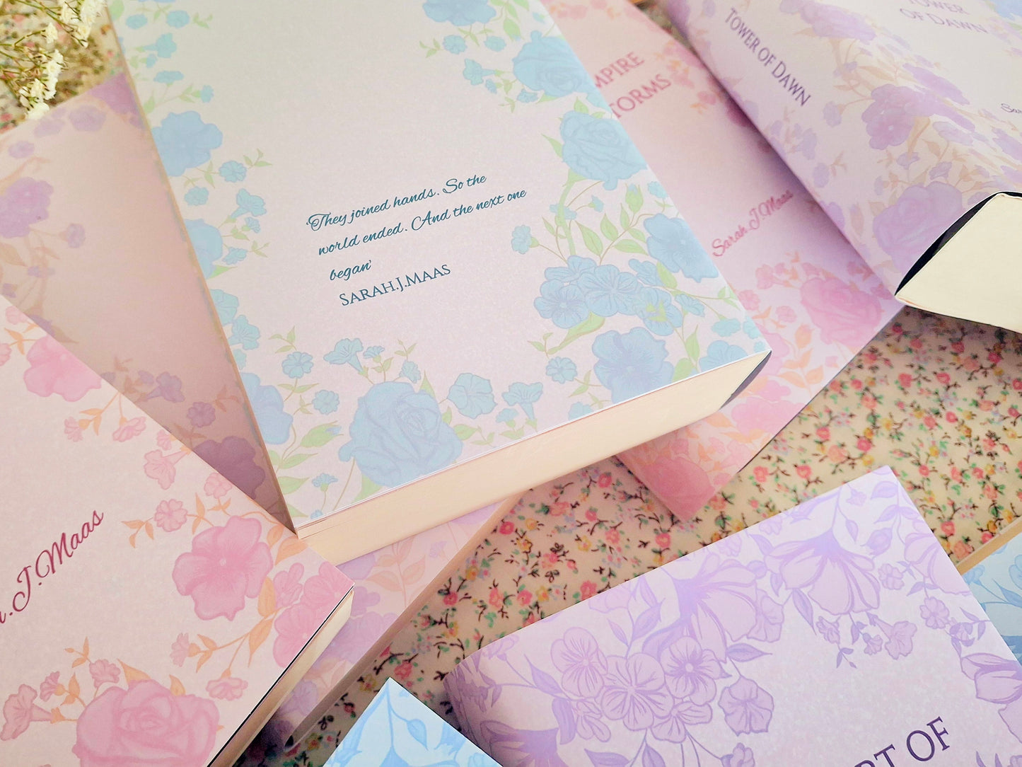 Custom Pink, Lilac, Blue Flower Dust Jackets, you choose your Titles and Colours.