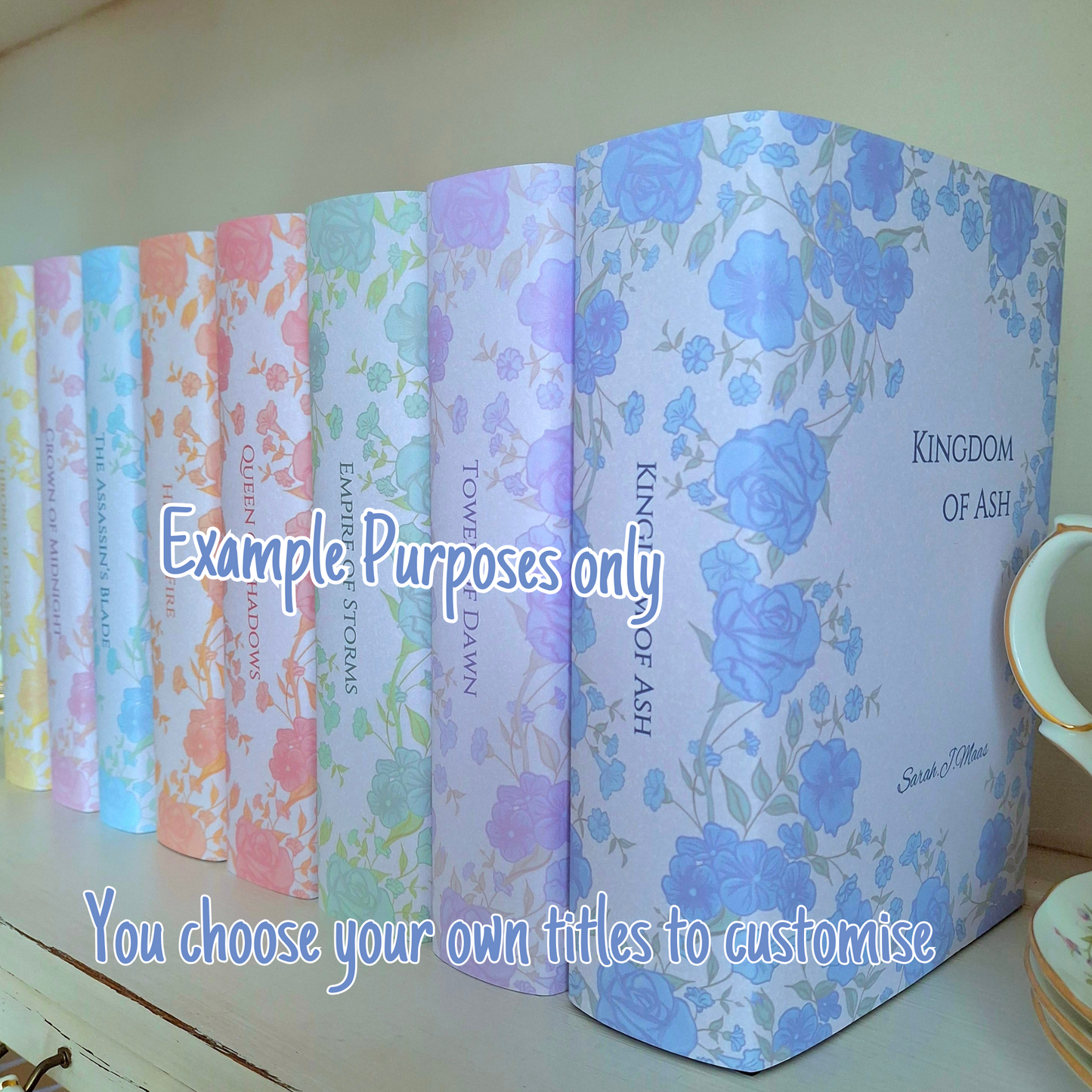 Digital Elaborate Rose Flower Decorative Dust Jackets. Editable in Canva. 8 colours.