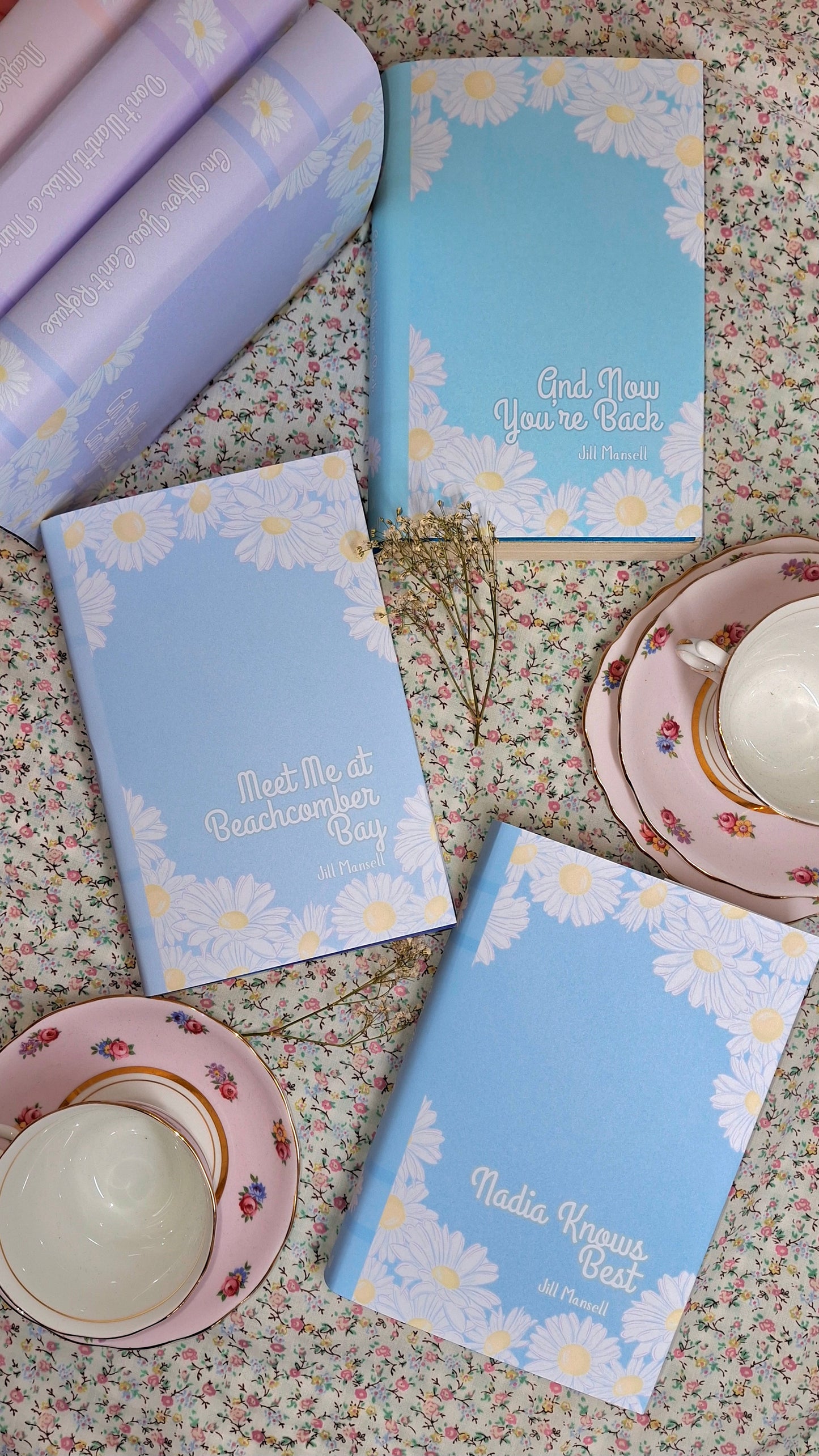 Digital Daisy Pastel Decorative Dust Jackets. Editable in Canva 10 colours.