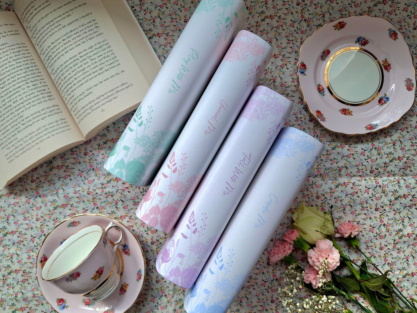Digital Cream Floral Spray Decorative Dust Jackets. Editable in Canva. 11 colours.