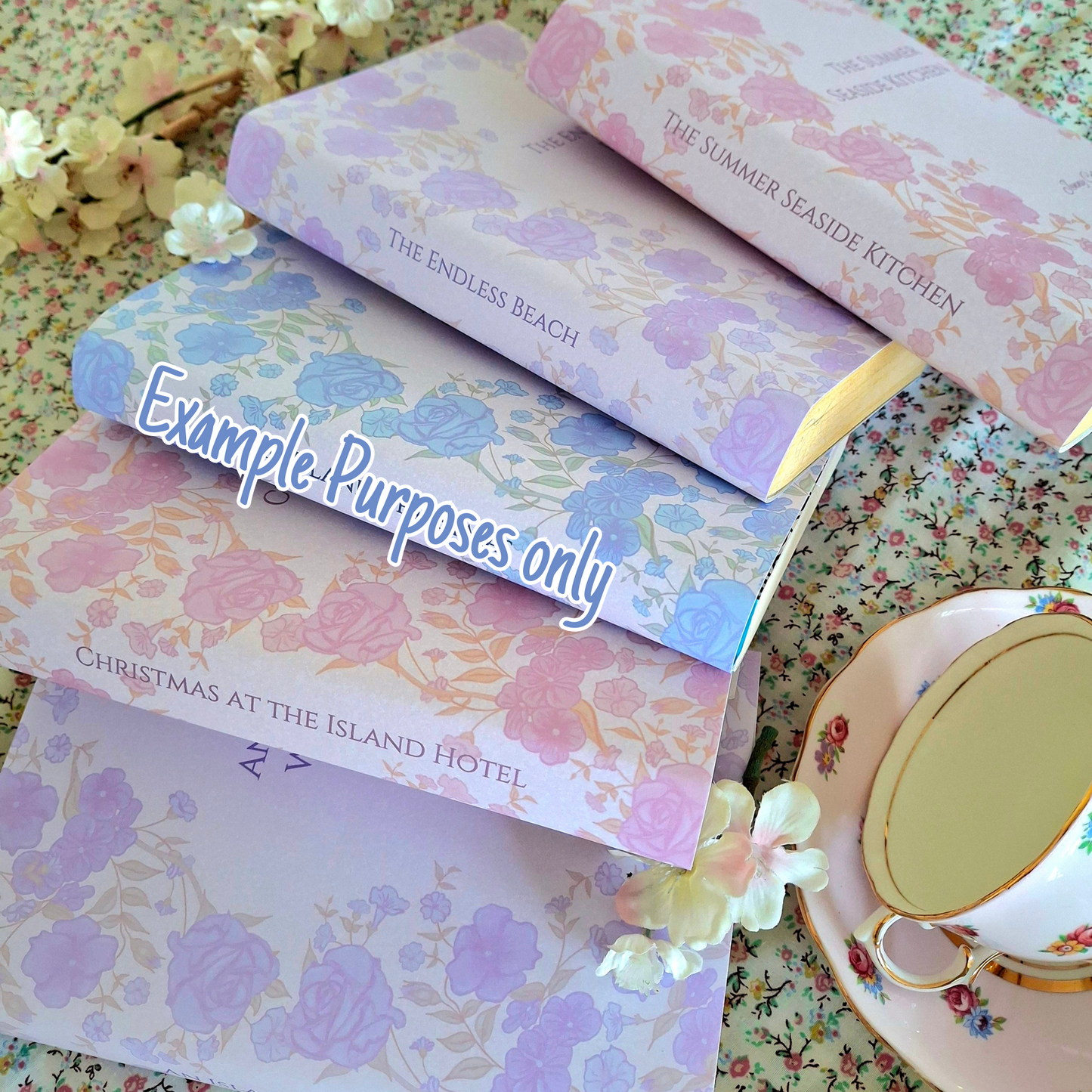 Digital Elaborate Rose Flower Decorative Dust Jackets. Editable in Canva. 8 colours.