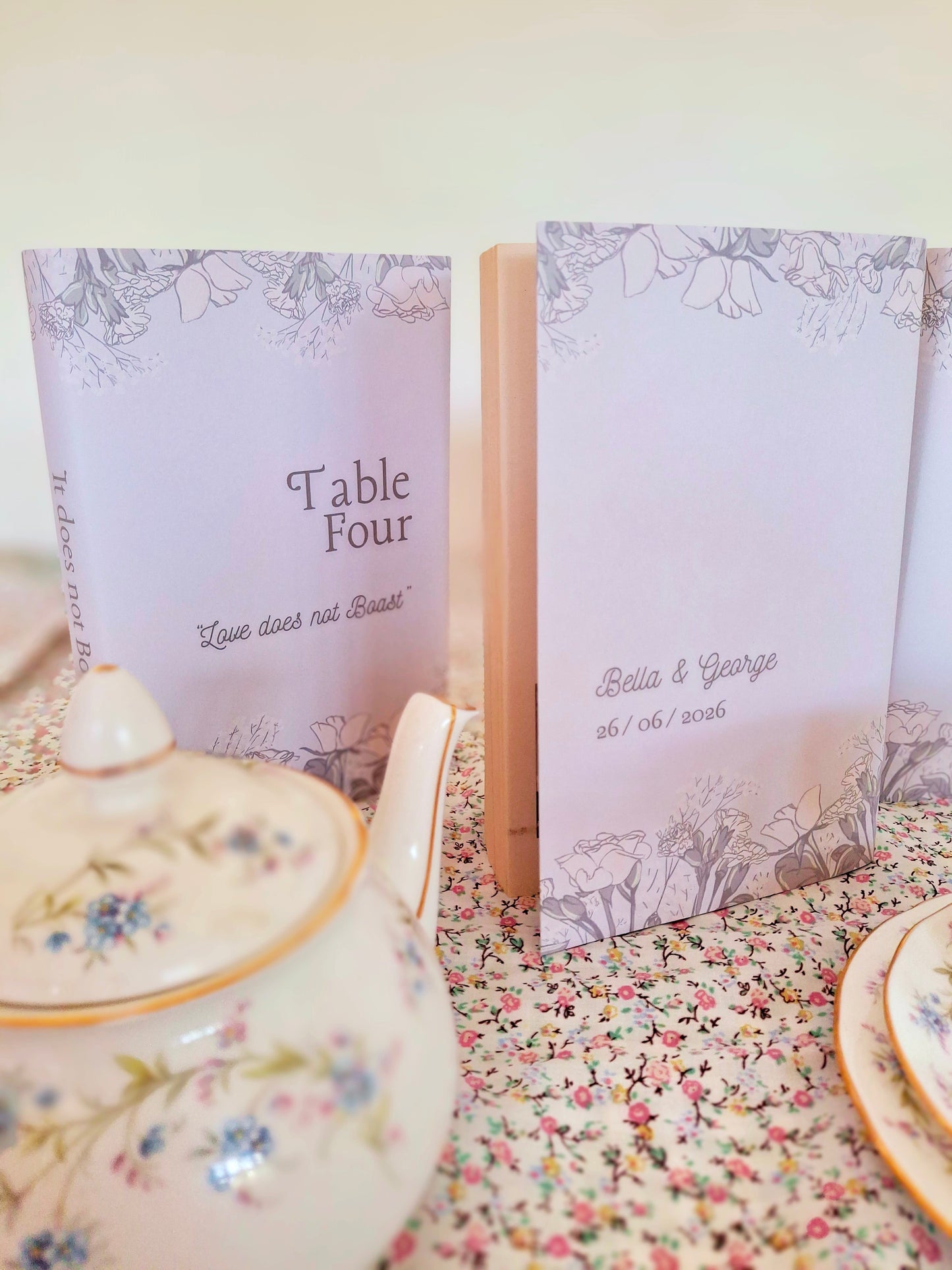 Table Number decoration. Customised, Table Number Book Sleeve. Wedding, Christening, Party. Book Cover. Corinthians.