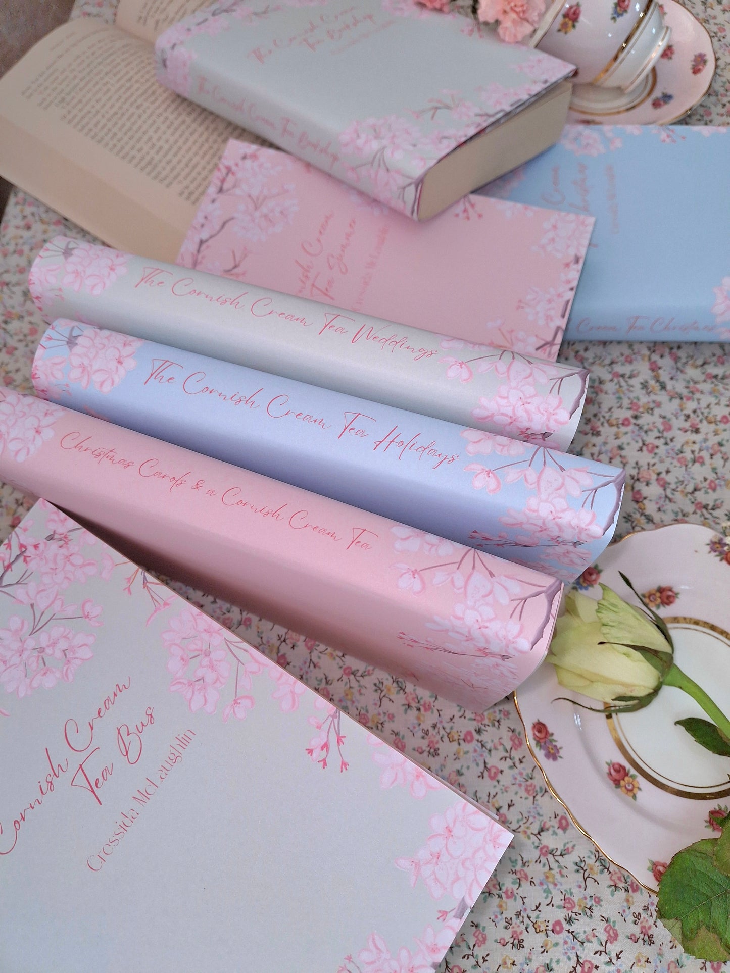 Digital Cherry Blossom Decorative Dust Jackets. Editablein Canva. 10 Colours