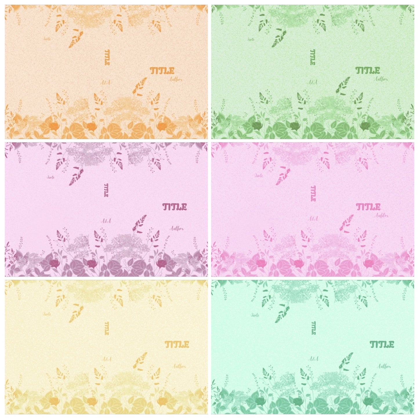 Digital Floral Spray Decorative Dust Jackets. Editable in Canva. 12 colours in total.