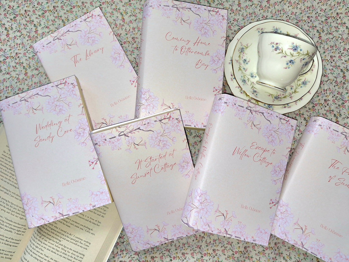 Digital Cherry Blossom Single Decorative Dust Jackets. Editable in Canva. 1 colour.