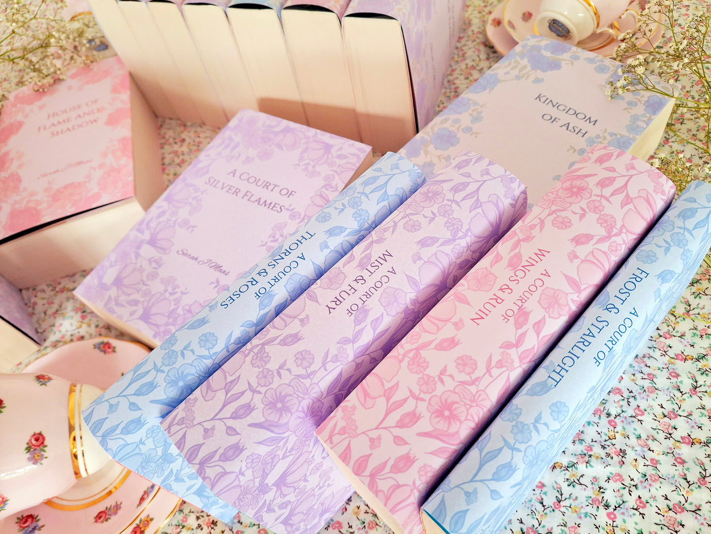 Custom Pink, Lilac, Blue Flower Dust Jackets, you choose your Titles and Colours.