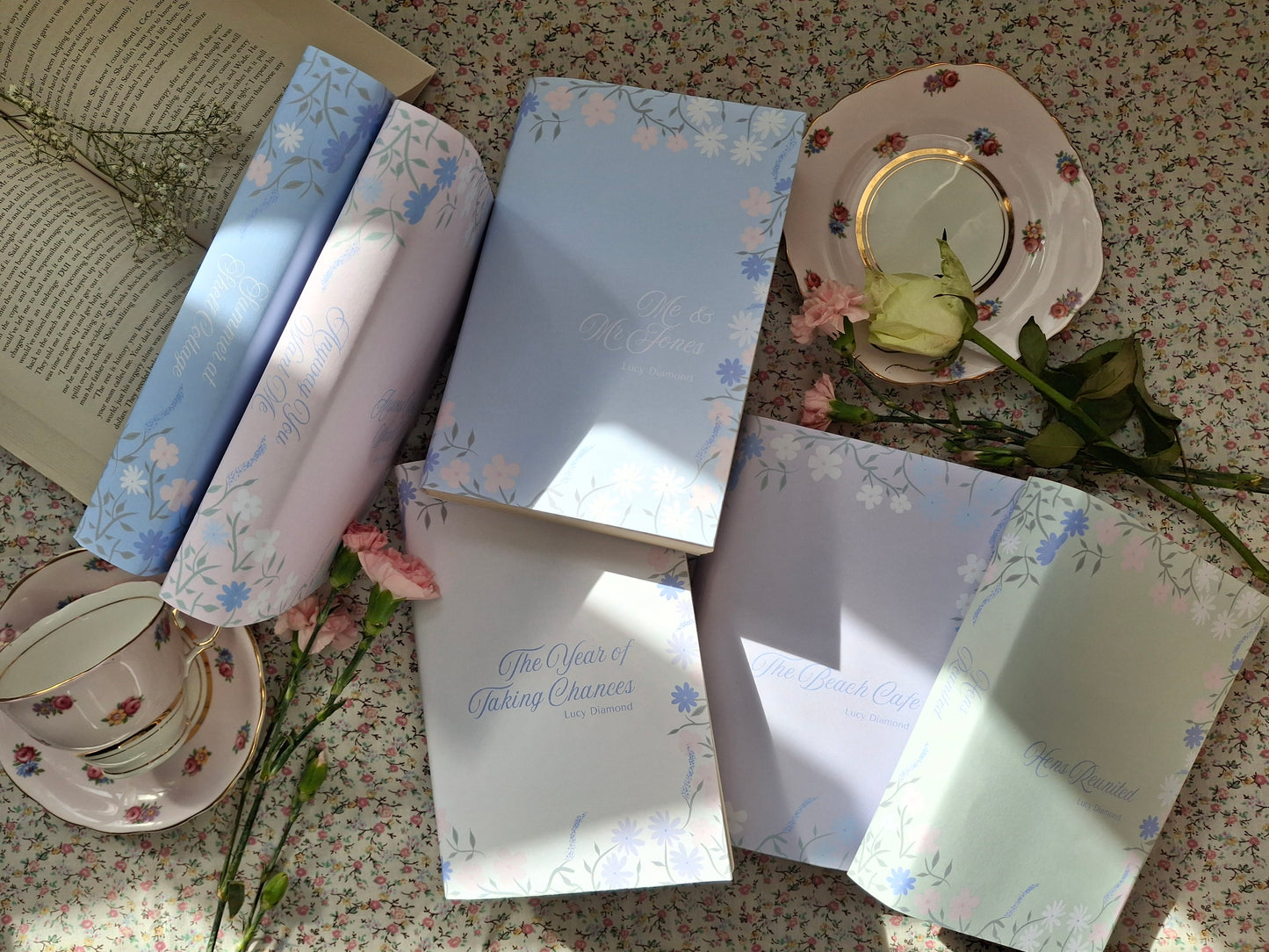 Digital Ditsy Flower Decorative Dust Jackets. Editable in Canva. 6 colours.
