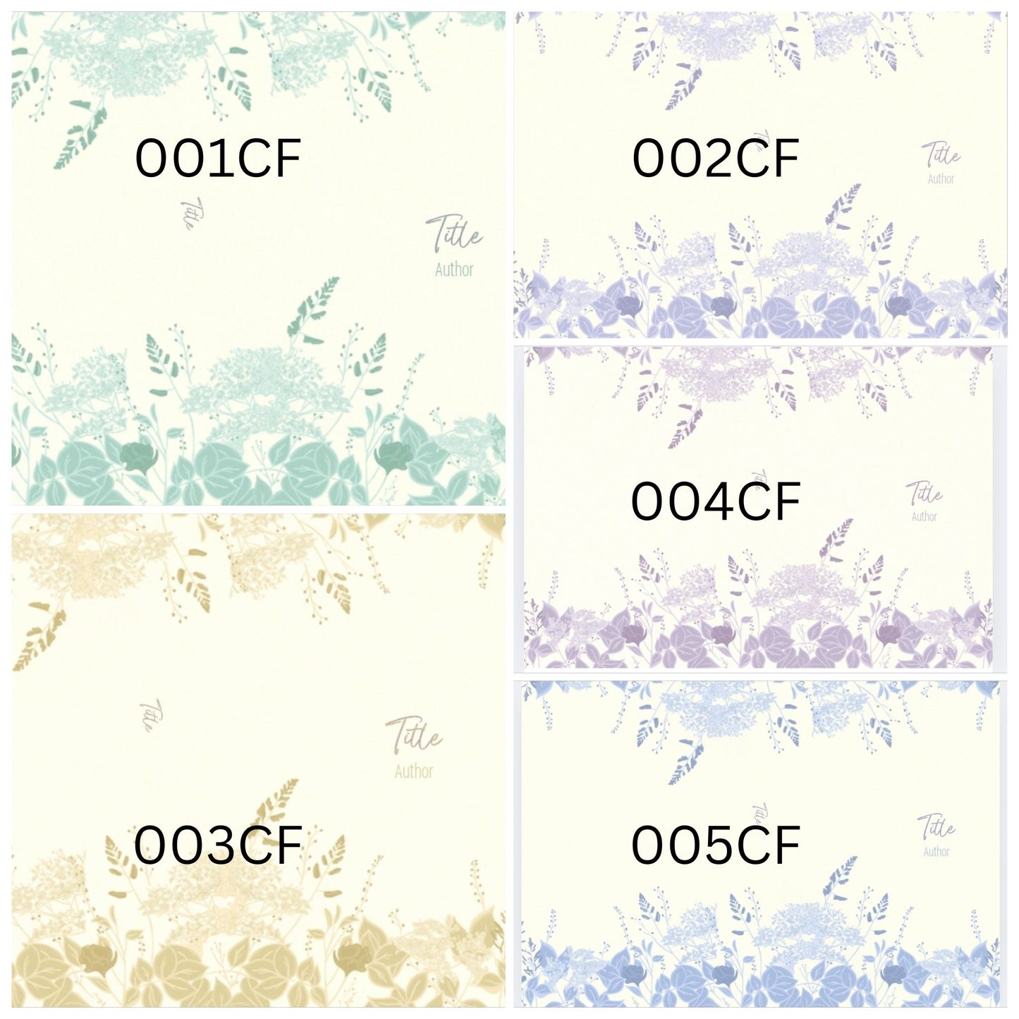 Custom Cream Floral Dust Jackets, you choose your Titles and Colours.