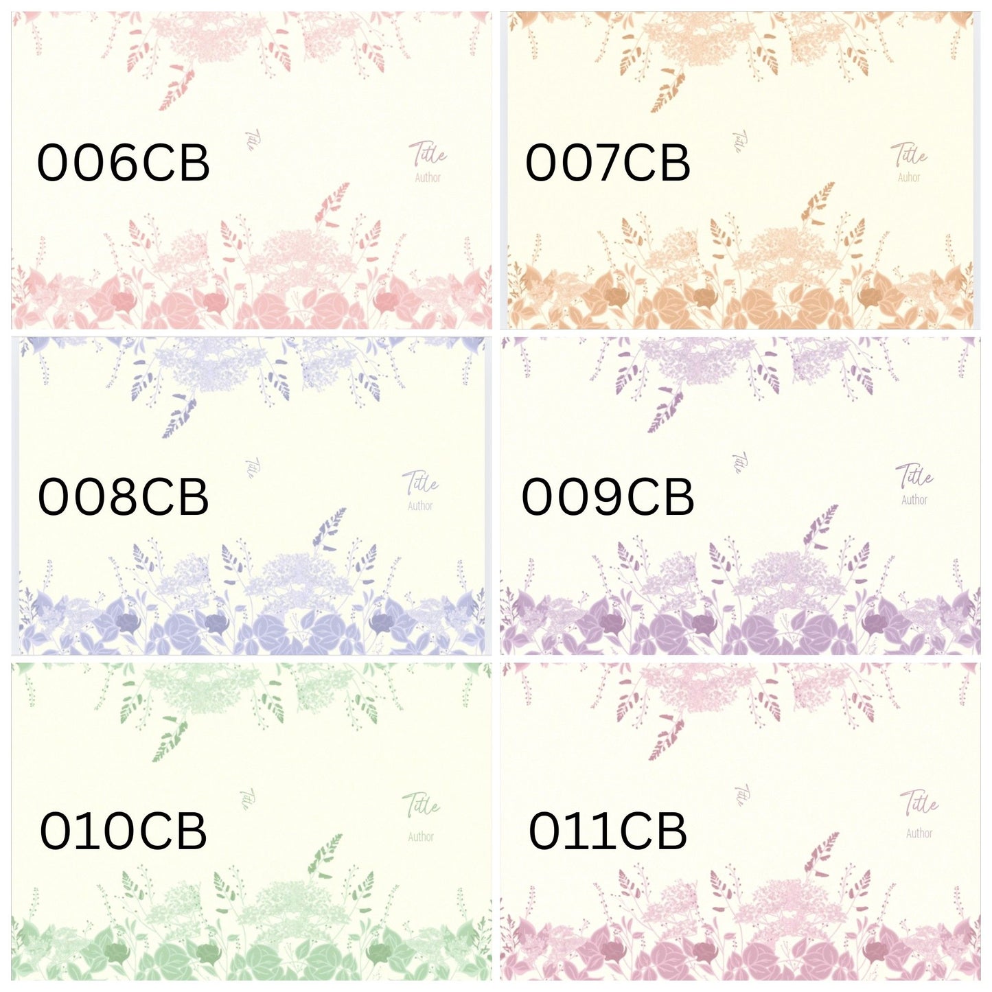 Custom Cream Floral Dust Jackets, you choose your Titles and Colours.
