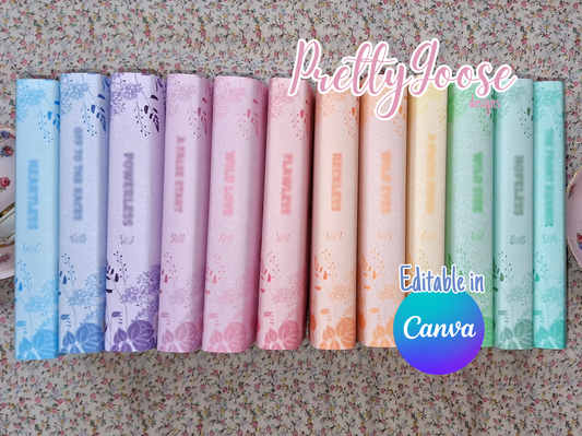 Digital Floral Spray Decorative Dust Jackets. Editable in Canva. 12 colours in total.