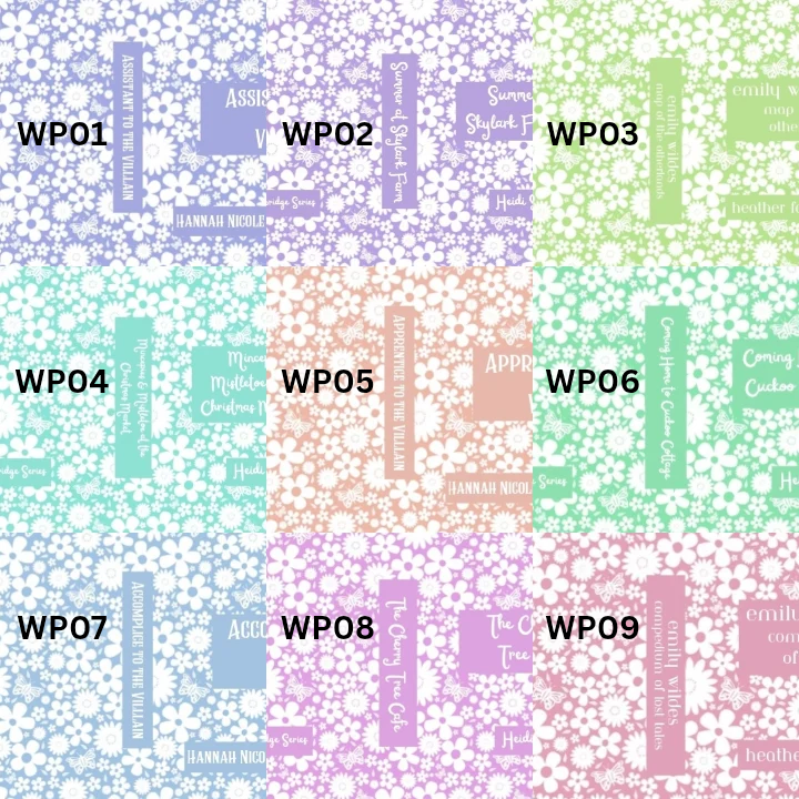 Custom Book Dust Jacket Covers. Pretty Floral Pattern, rainbow colours. Choose your title and colours.
