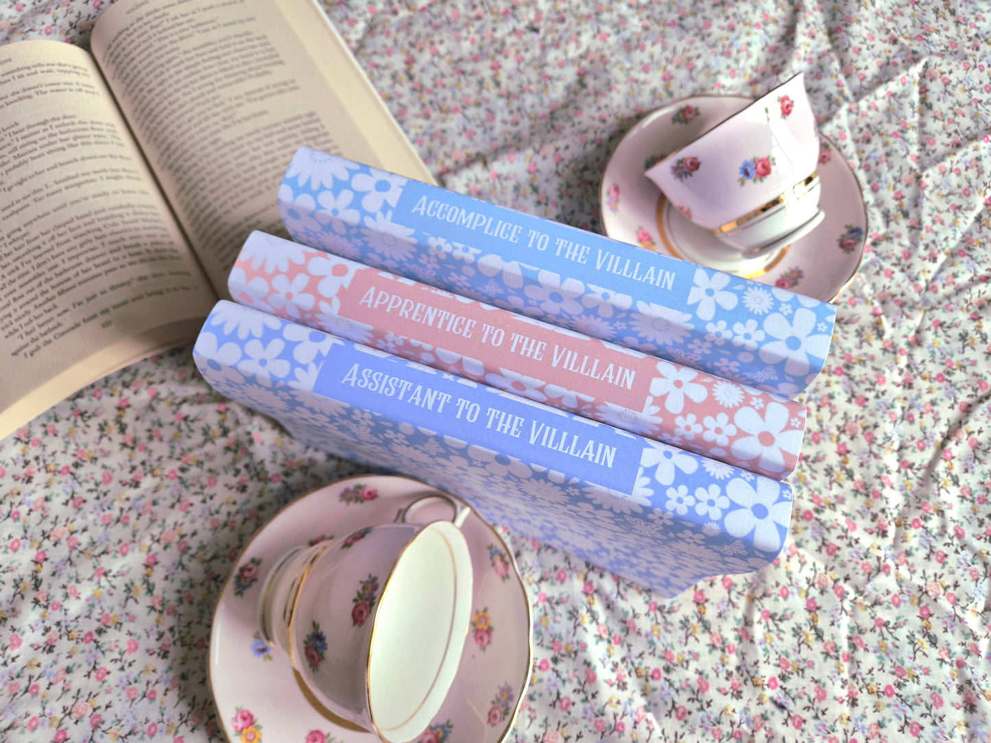 Custom Book Dust Jacket Covers. Pretty Floral Pattern, rainbow colours. Choose your title and colours.