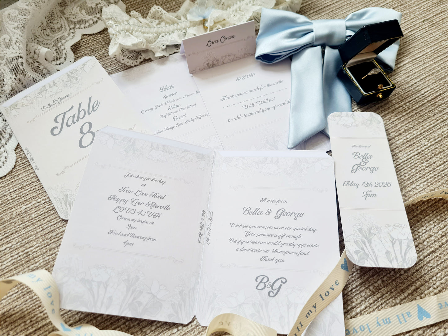 Rose Book Wedding Invite and Table Decor Package