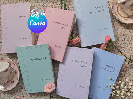 Digital Simple Elegant Flower Decorative Dust Jackets. Editable in Canva. 6 colours.