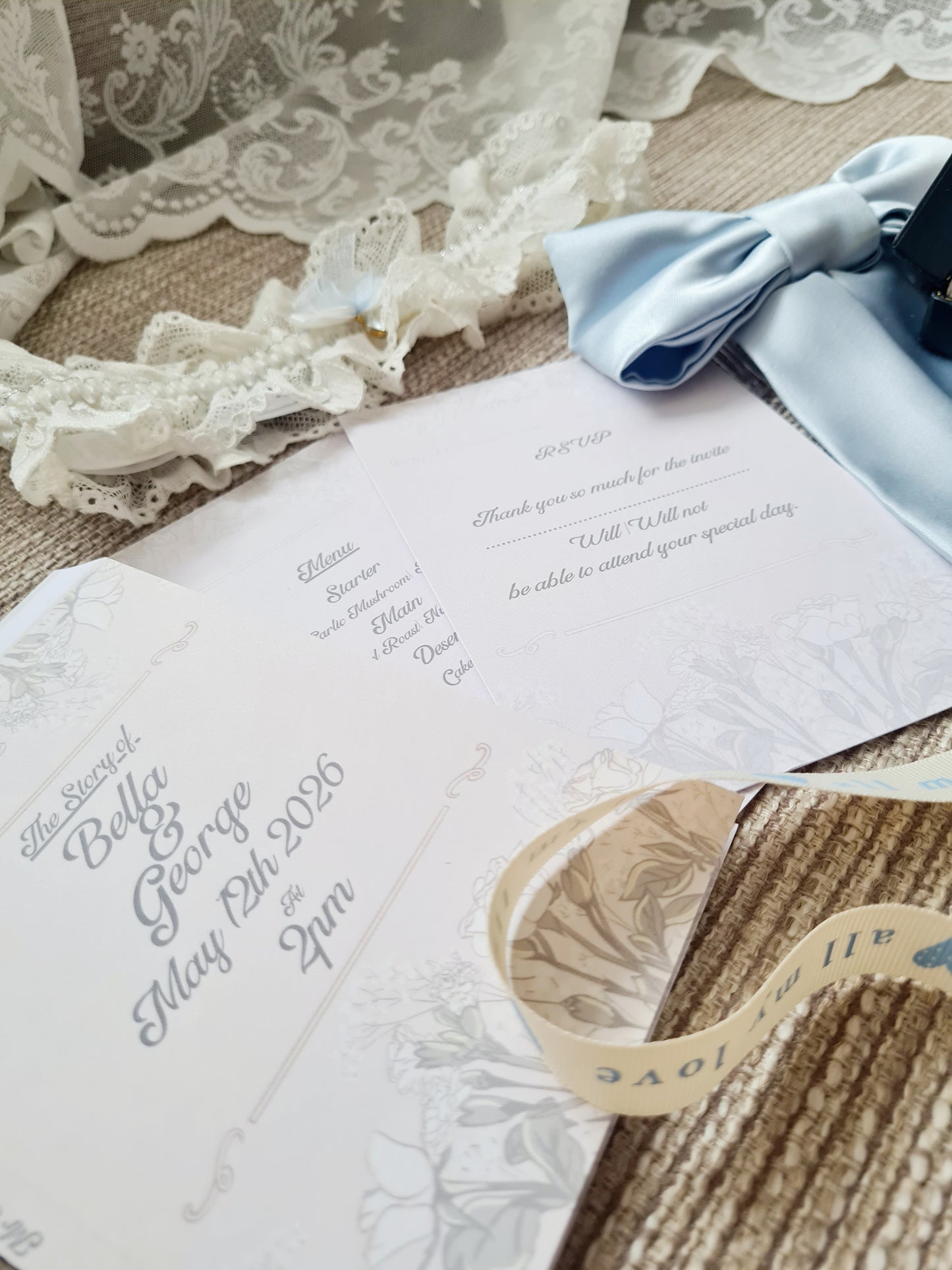 Rose Book Wedding Invite and Table Decor Package
