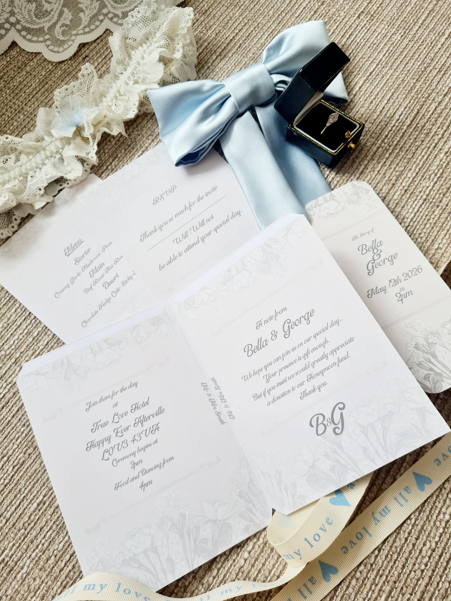 Rose Book Wedding Invite and Table Decor Package