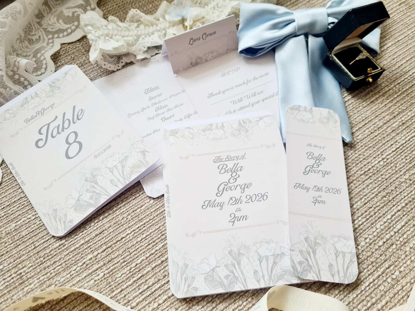 Rose Book Wedding Invite and Table Decor Package