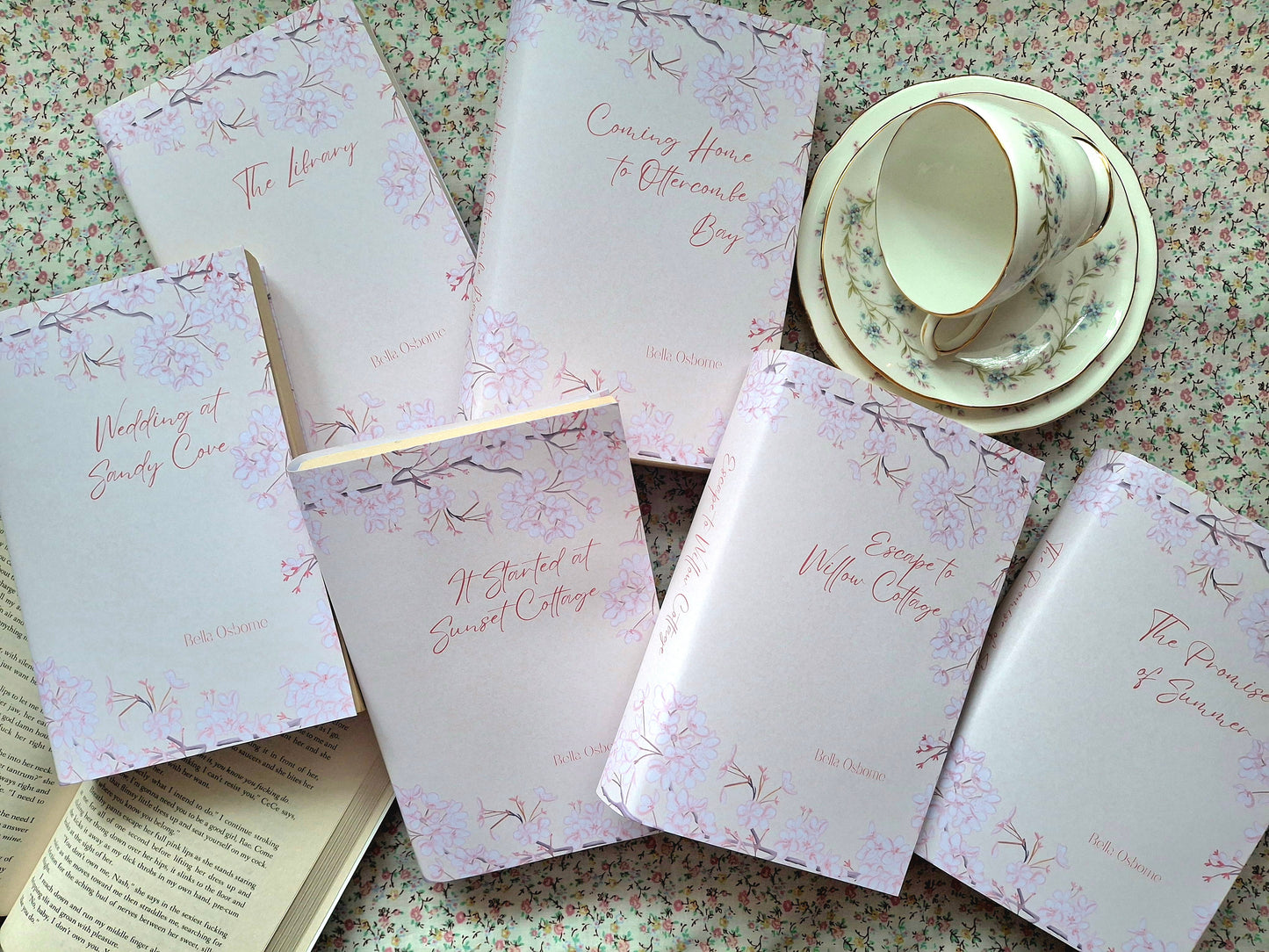 Digital Cherry Blossom Single Decorative Dust Jackets. Editable in Canva. 1 colour.