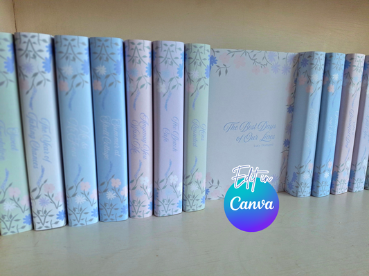 Digital Ditsy Flower Decorative Dust Jackets. Editable in Canva. 6 colours.
