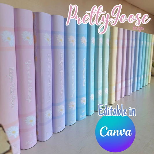 Digital Daisy Pastel Decorative Dust Jackets. Editable in Canva 10 colours.