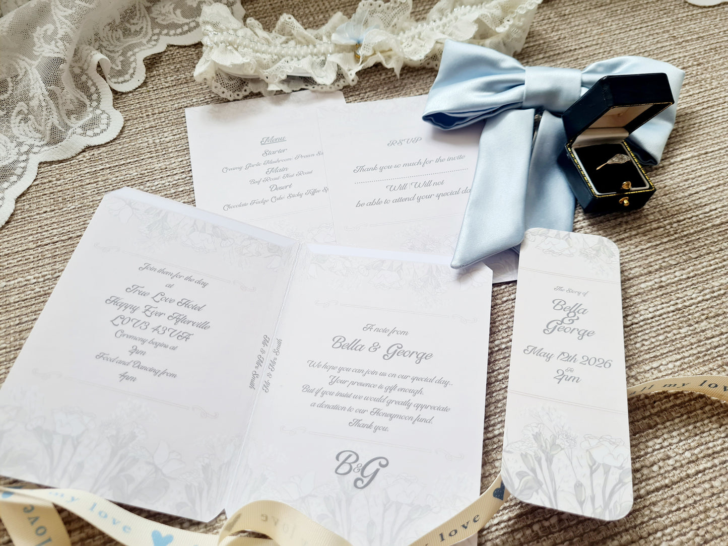 Rose Book Wedding Invite and Table Decor Package
