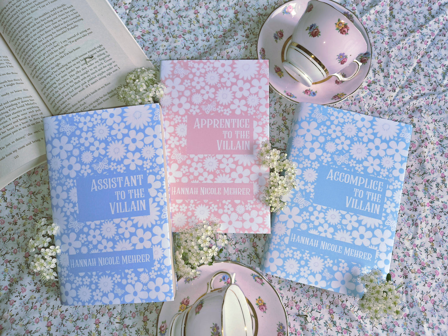 Custom Book Dust Jacket Covers. Pretty Floral Pattern, rainbow colours. Choose your title and colours.