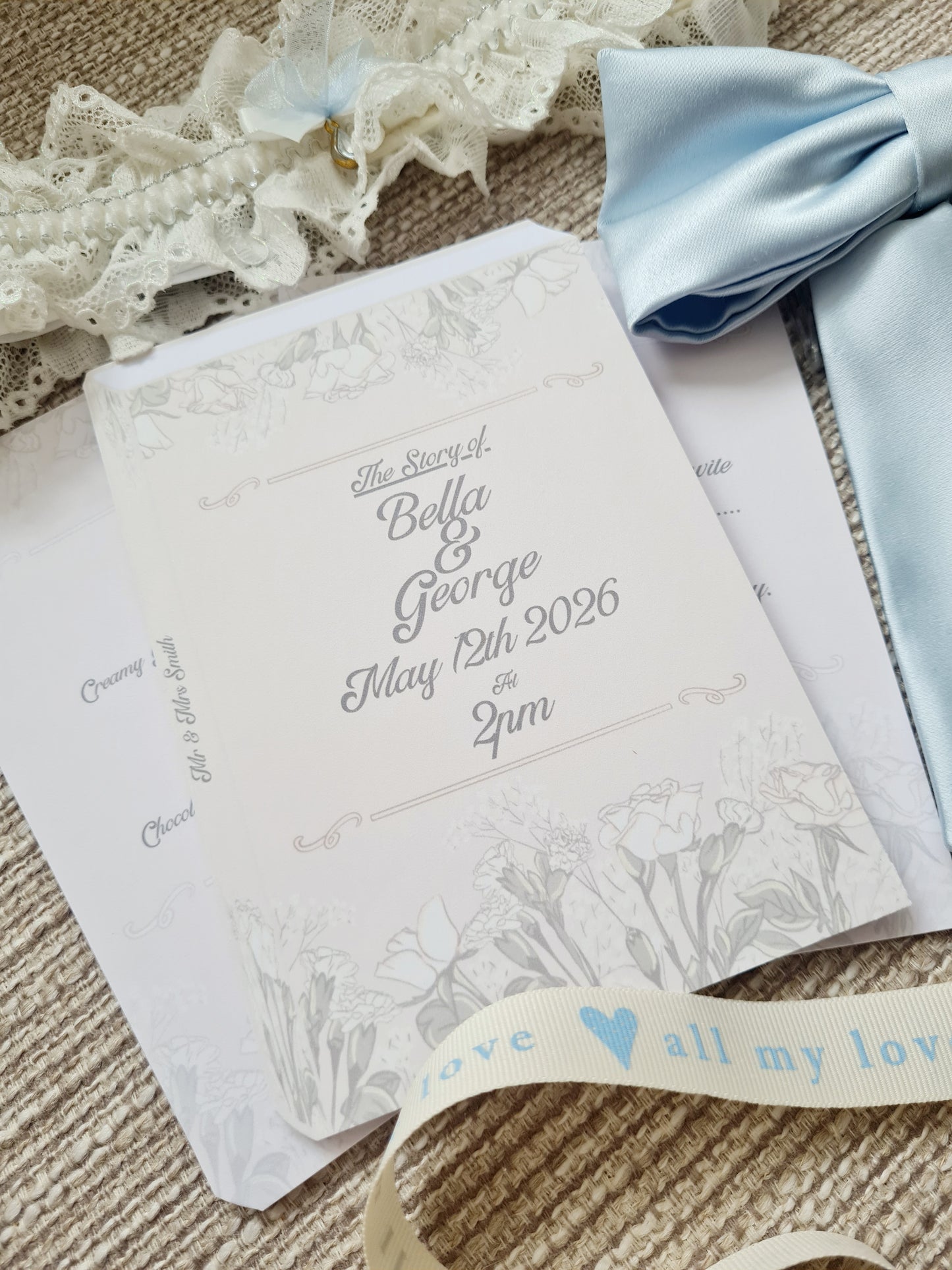 Rose Book Wedding Invite and Table Decor Package