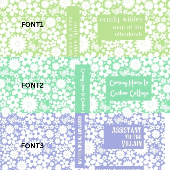 Custom Book Dust Jacket Covers. Pretty Floral Pattern, rainbow colours. Choose your title and colours.