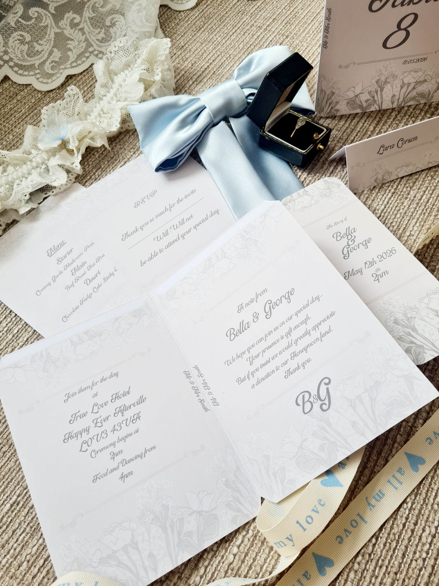Rose Book Wedding Invite and Table Decor Package