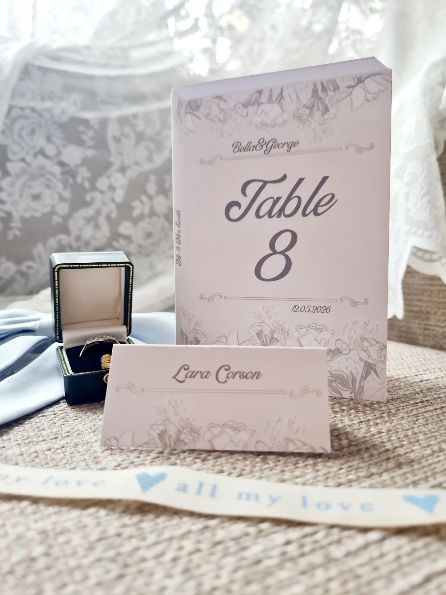 Rose Book Wedding Invite and Table Decor Package