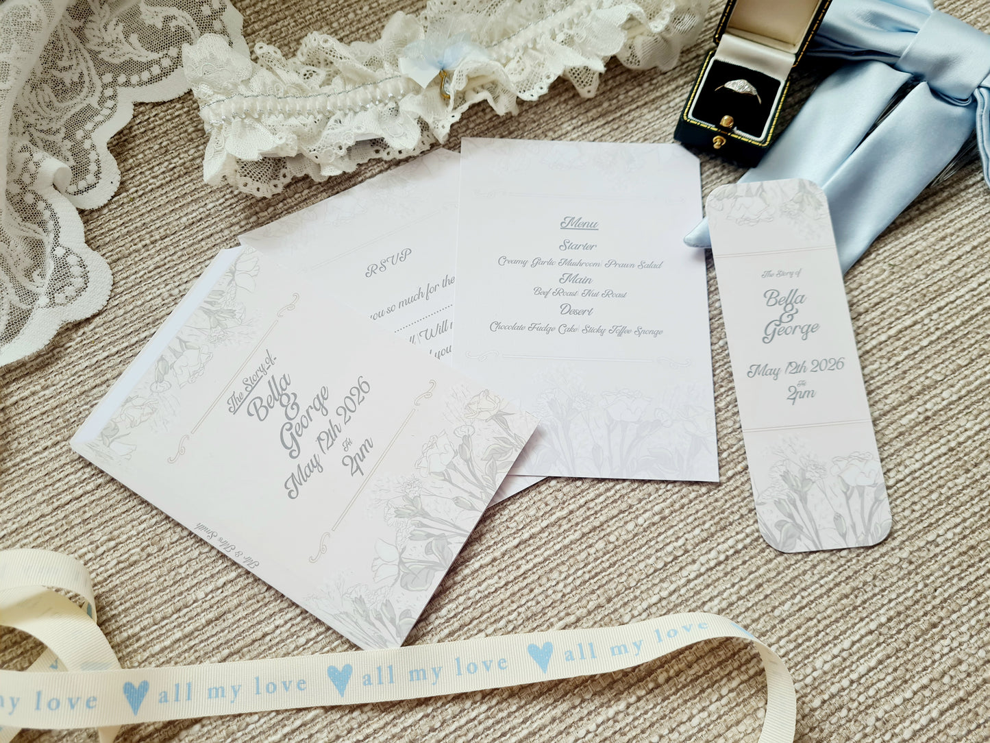 Rose Book Wedding Invite and Table Decor Package