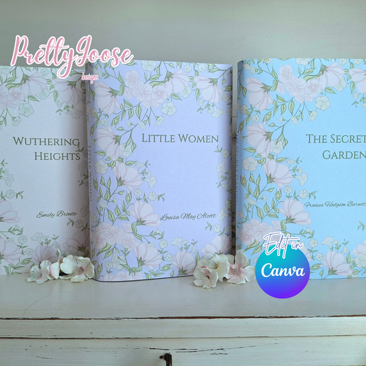 Digital Stunning Flower Decorative Dust Jackets. Editable in Canva. 10 colours